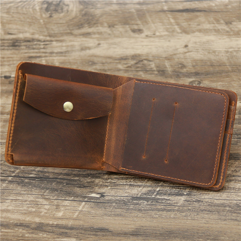 Retro Leather Tri-Fold Wallet - First Layer Cowhide